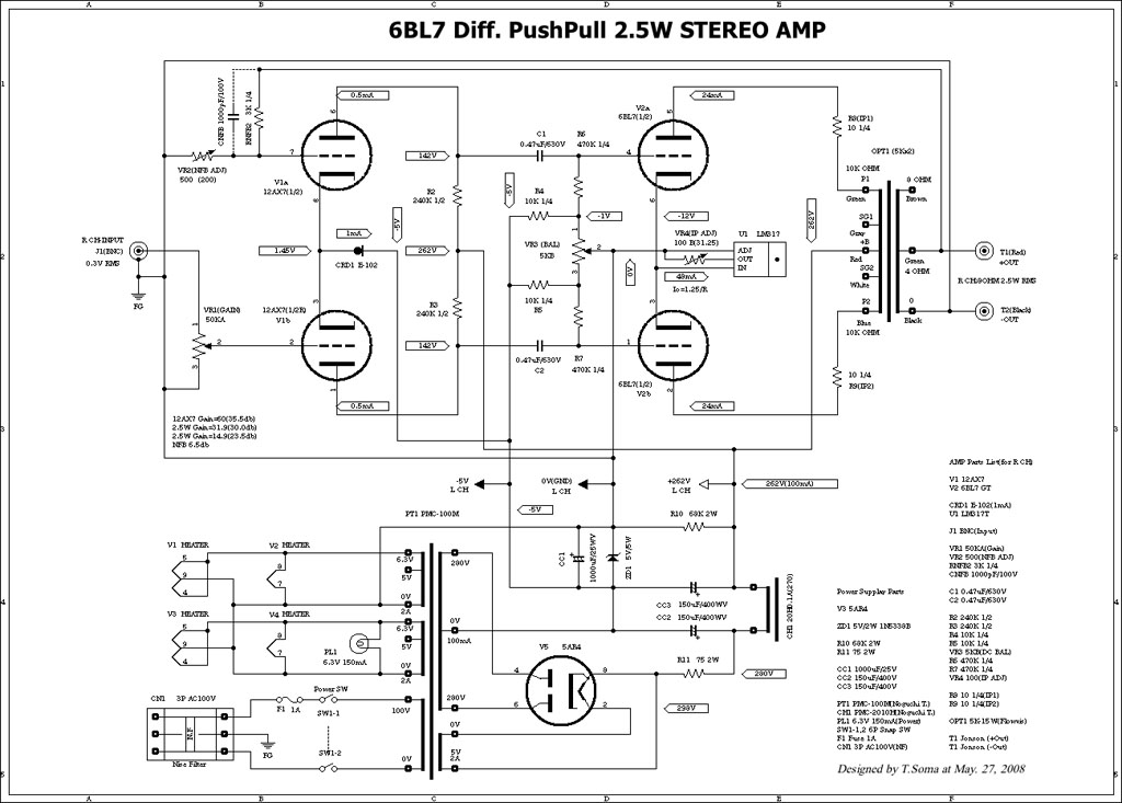 6BL7 Diff PP Streo Amp V0.0