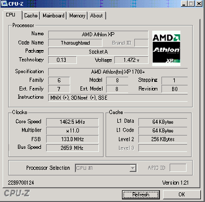 Athlon@1700{CPU[Z̕\