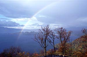 Rainbow on Lake Tazawa