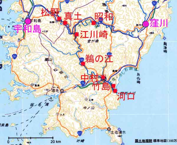 四国南西部地図