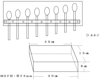 スプーンの楽器の寸法図