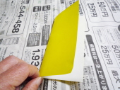 黄色の折り紙を半分に折ります